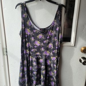 Black Minidress with Purple Flowers